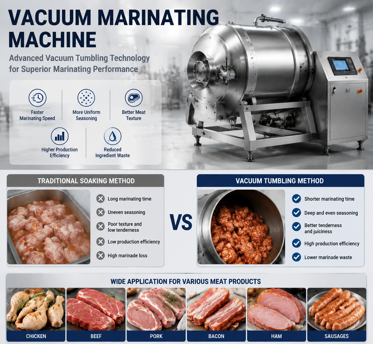Vacuum Meat Tumbler Machine – Industrial Meat Marinator