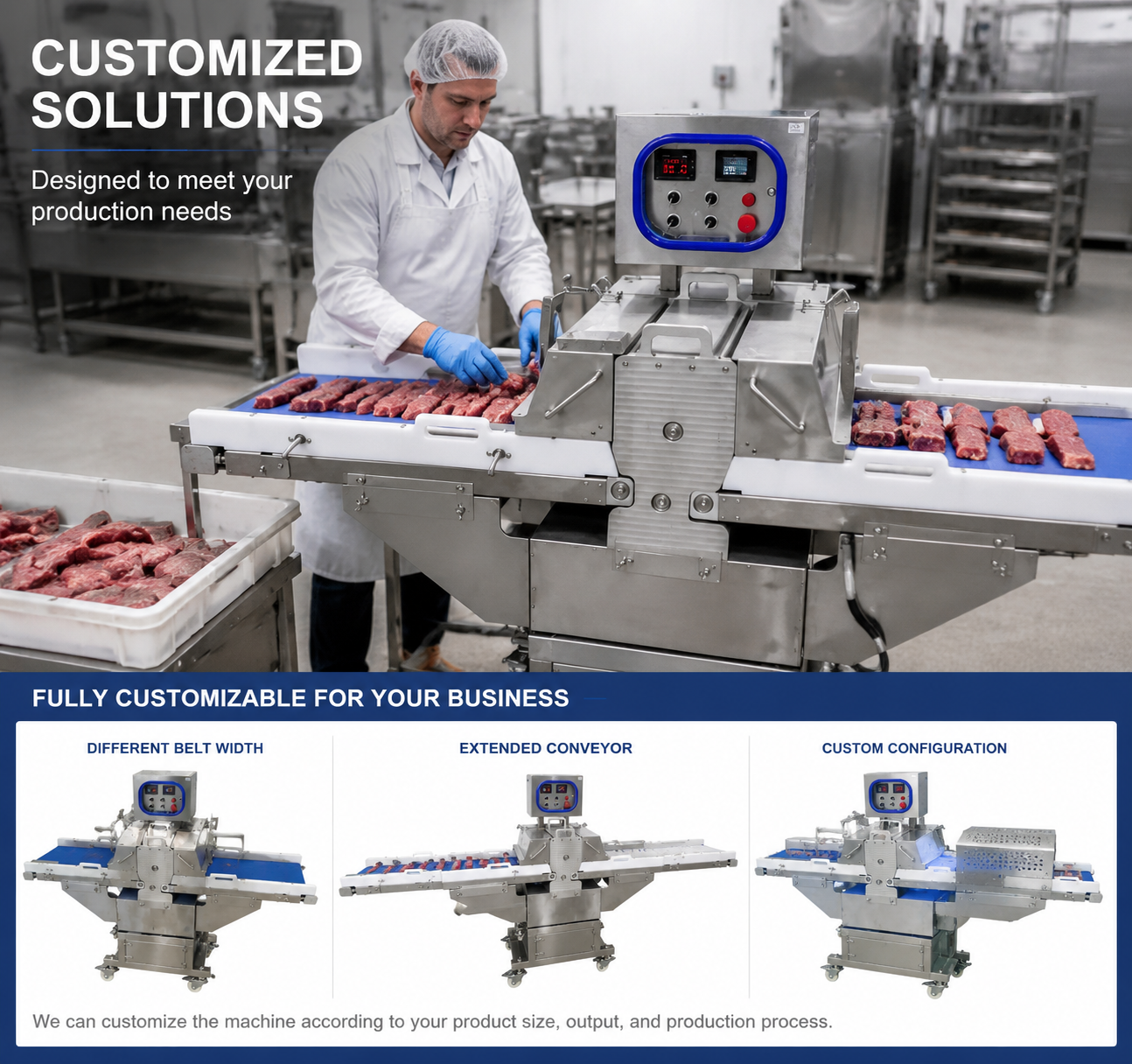 Industrial Fresh Meat Cutting Machine for Frozen Meat Strip Processing