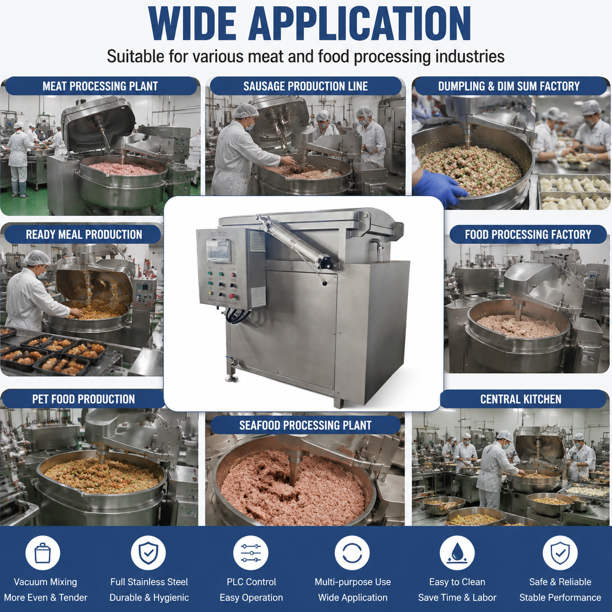 Vacuum Meat Mixing and Stuffing Machine for Industrial Food Processing