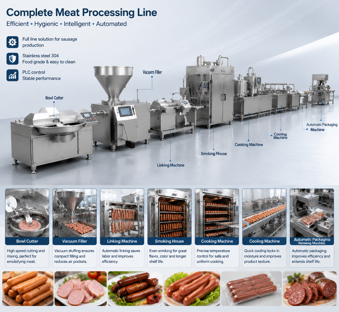 Industrial Vacuum Sausage Stuffer Machine for High-Speed Sausage Production
