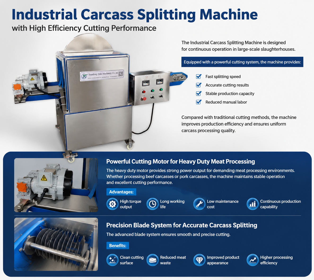 High Efficiency Carcass Splitting Saw Machine for OEM Supported