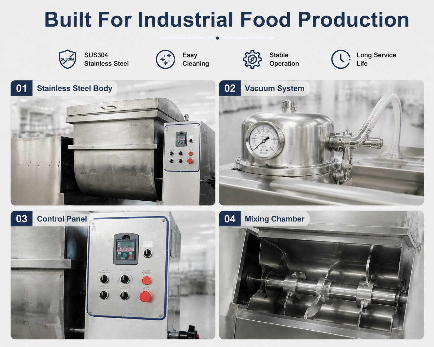 Industrial Vacuum Dough Mixer Machine for Bakery Meat Processing