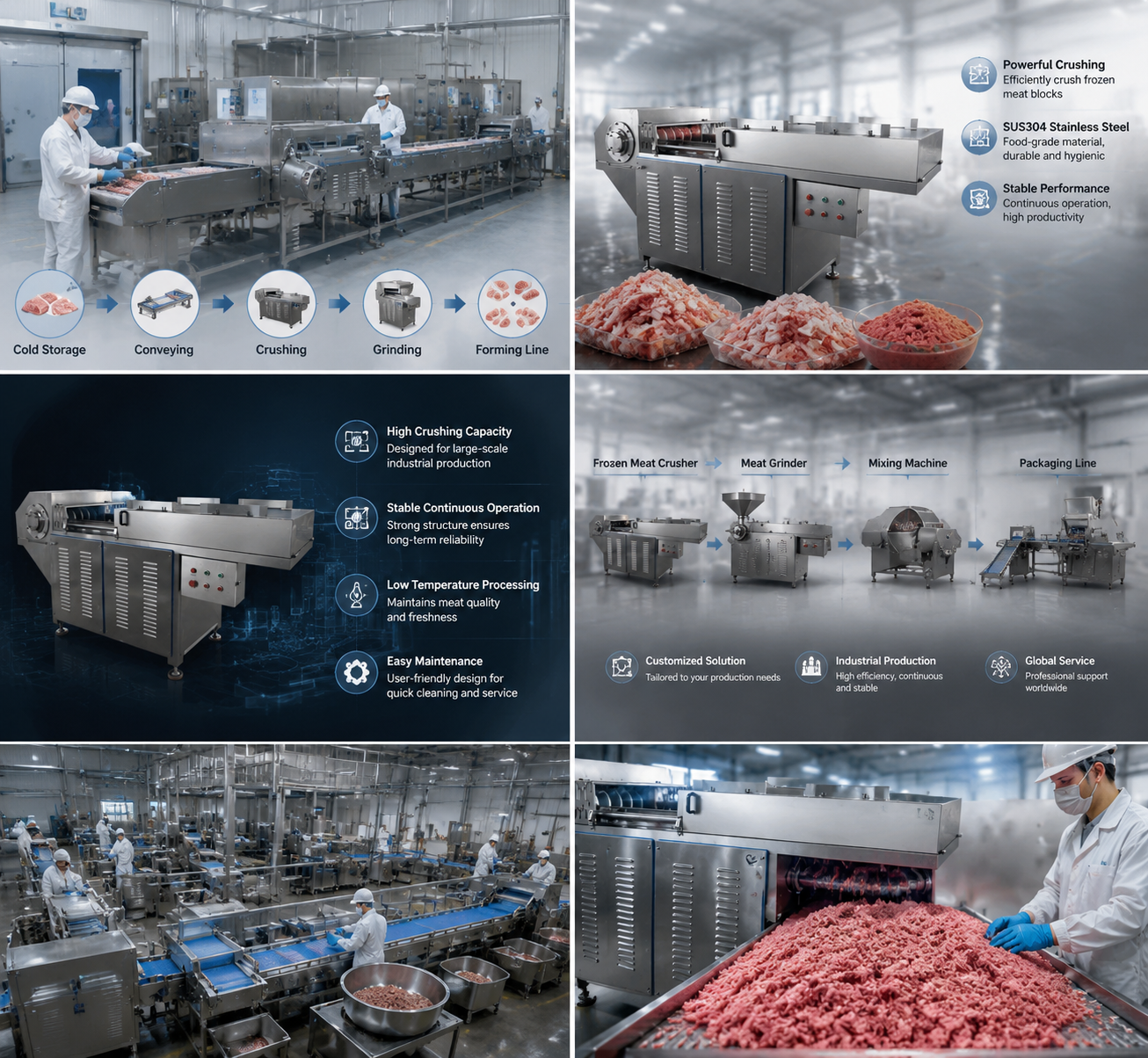 Industrial Frozen Meat Crusher Machine for High Efficiency Processing System
