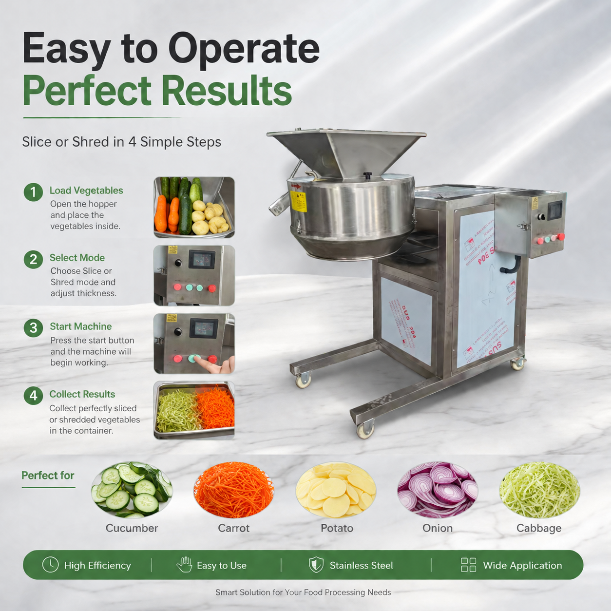 Commercial Vegetable Slicing & Shredding Machine for Potato Cabbage Onion Processing