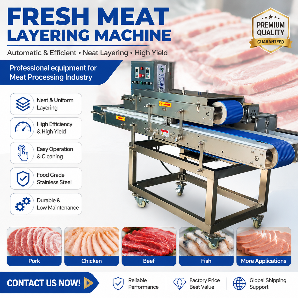 Industrial Automatic Meat Layering Machine for Food Processing Factory