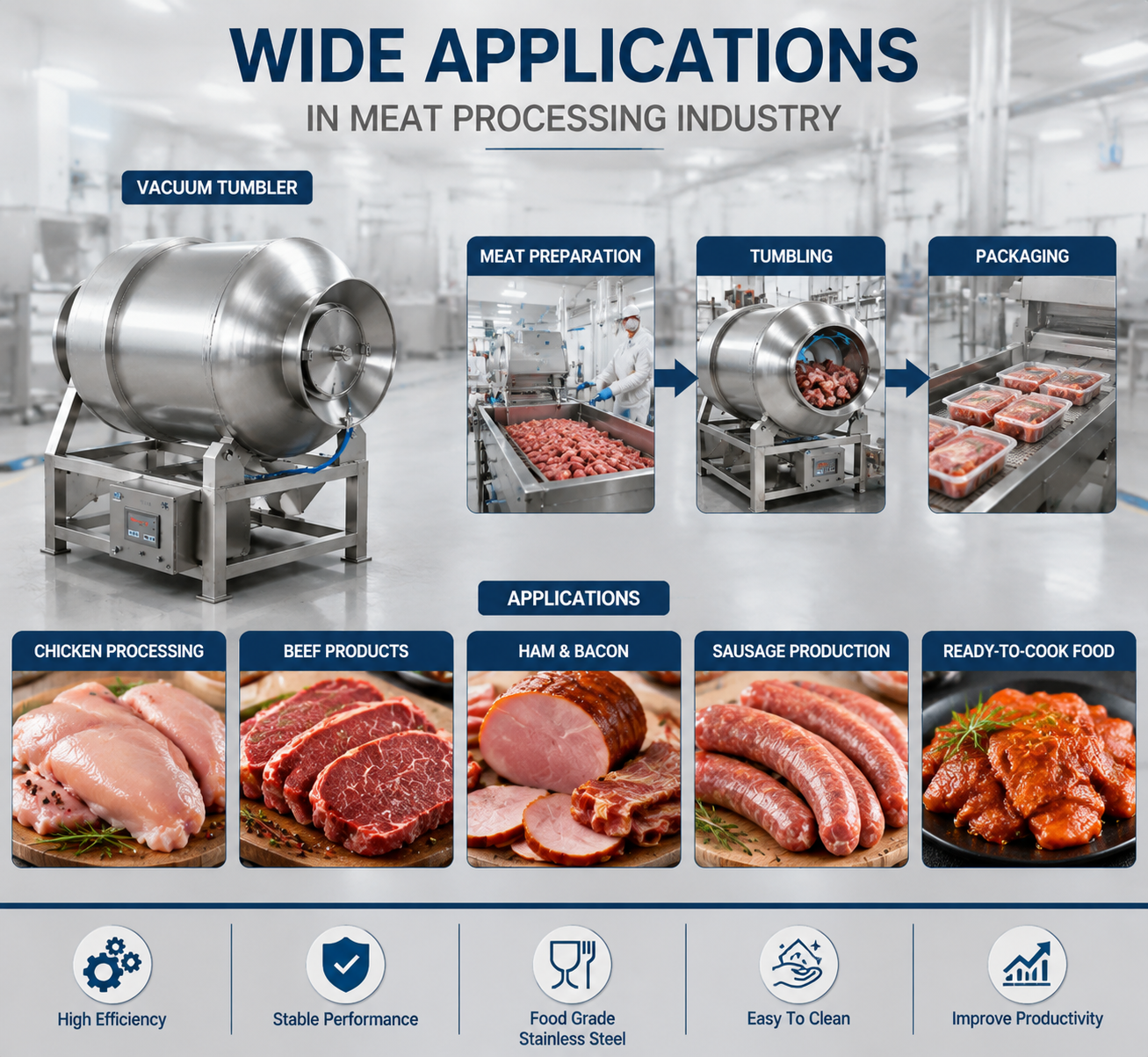 Vacuum Meat Tumbler Machine – Industrial Meat Marinator