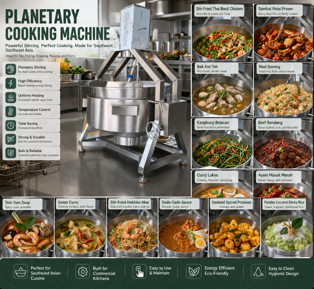 Large Capacity 500L Semi-Automatic Planetary Stir Fry Pot SUS304 Jacketed Kettle for Red Bean Paste Fruit Filling Mooncake Stuffing Cooking 