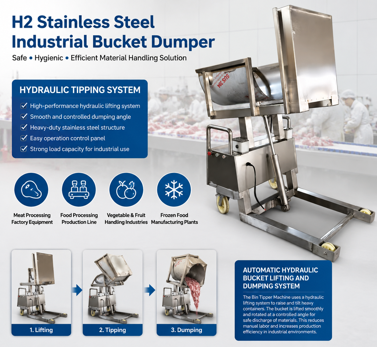 Stainless Steel Hydraulic Bucket Dumper Machine