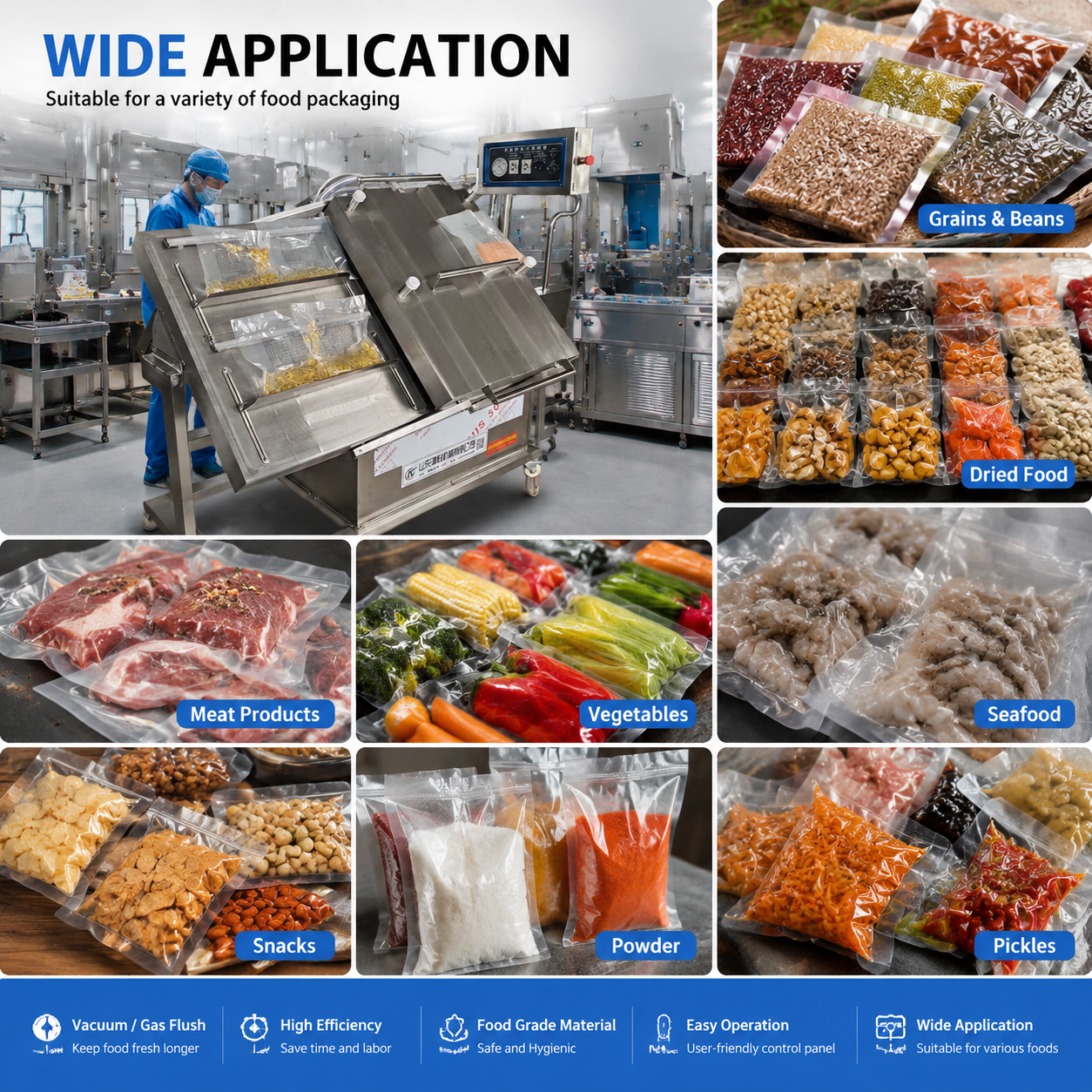 Multi-Functional Inclined Vacuum Packaging Machine for Meat, Pickles & Food Processing Industrial Use