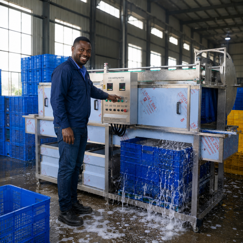 Water Recycle Automatic Plastic Basket Washing Machine For Food Processing Factory