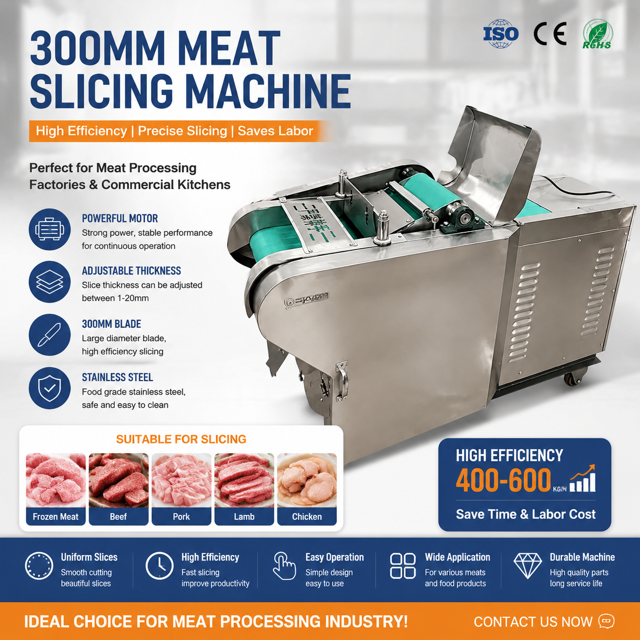 Meat Slicer for Food Processing Factory