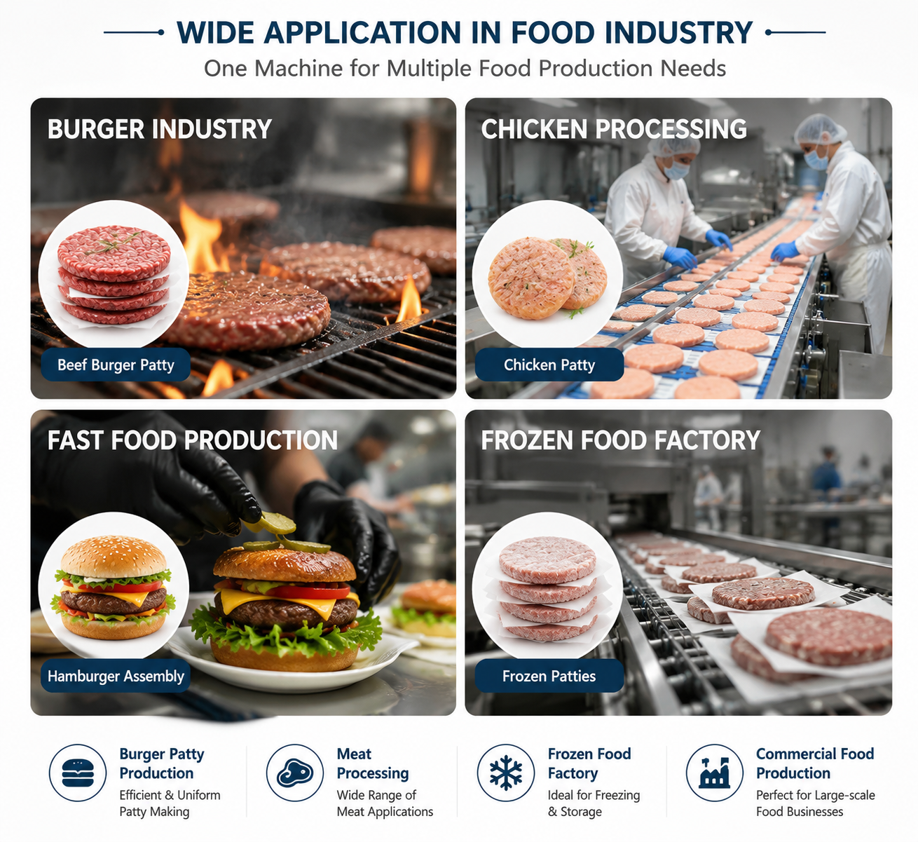 Industrial Meat Patty Forming Machine High Efficiency Automatic Burger Maker