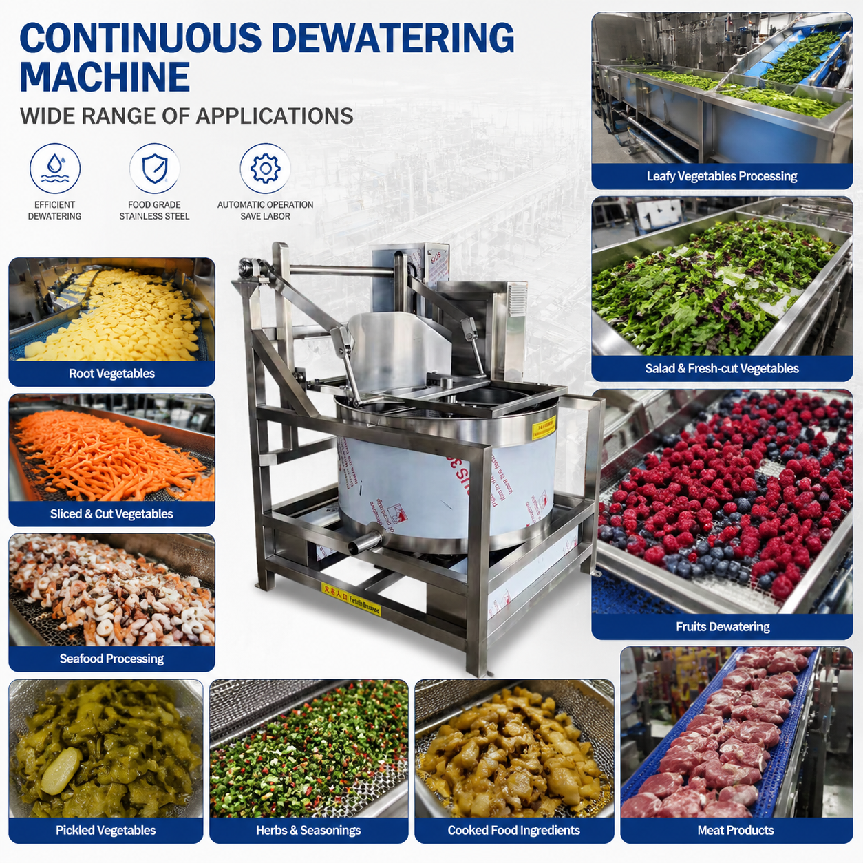 Automatic Bottom Discharge Centrifugal Dryer | Industrial Food Dewatering Machine