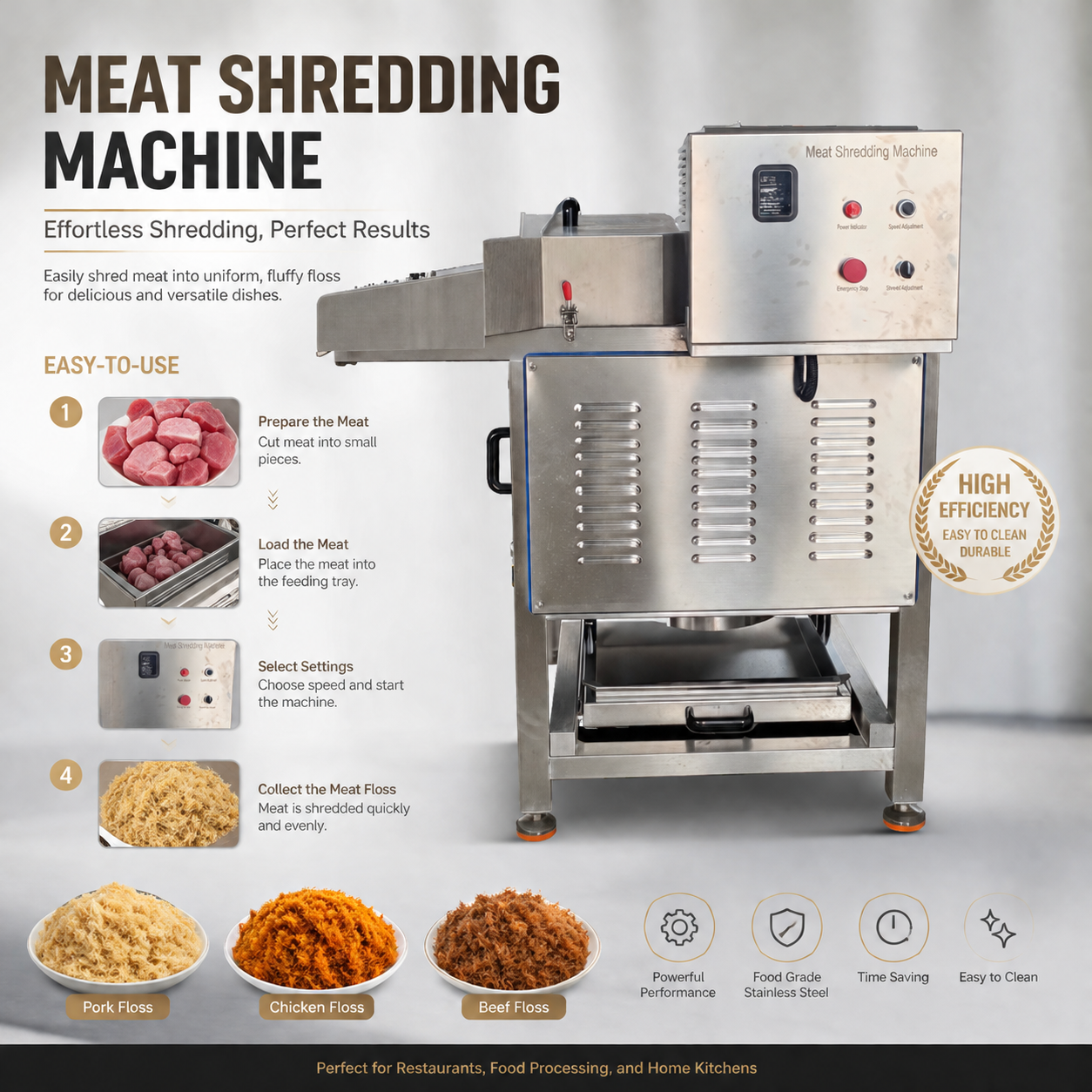 Industrial Meat Floss Machine | Automatic Beef Floss Processing Equipment for Bakery, Baby Food & Food Factory