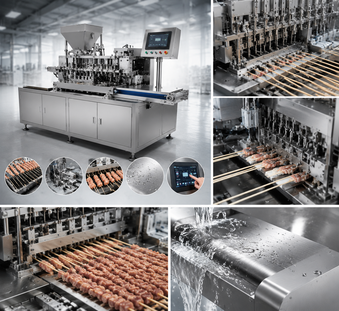 Automatic Skewer Machine for Meat Processing and BBQ Production