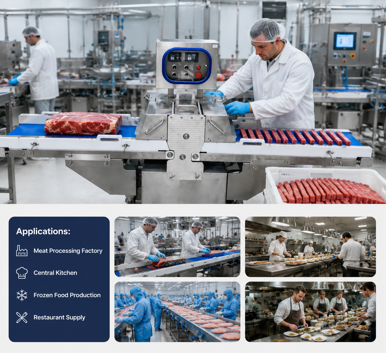 Industrial Fresh Meat Cutting Machine for Frozen Meat Strip Processing