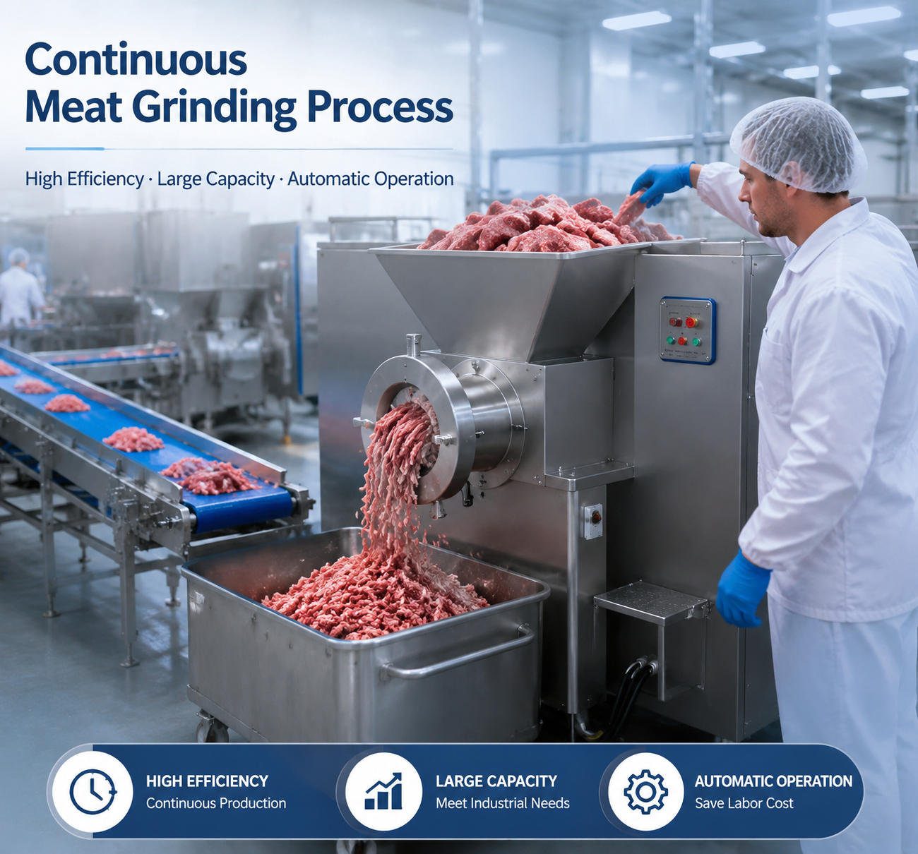 Industrial Meat Grinder Machine for Commercial Meat Processing Line