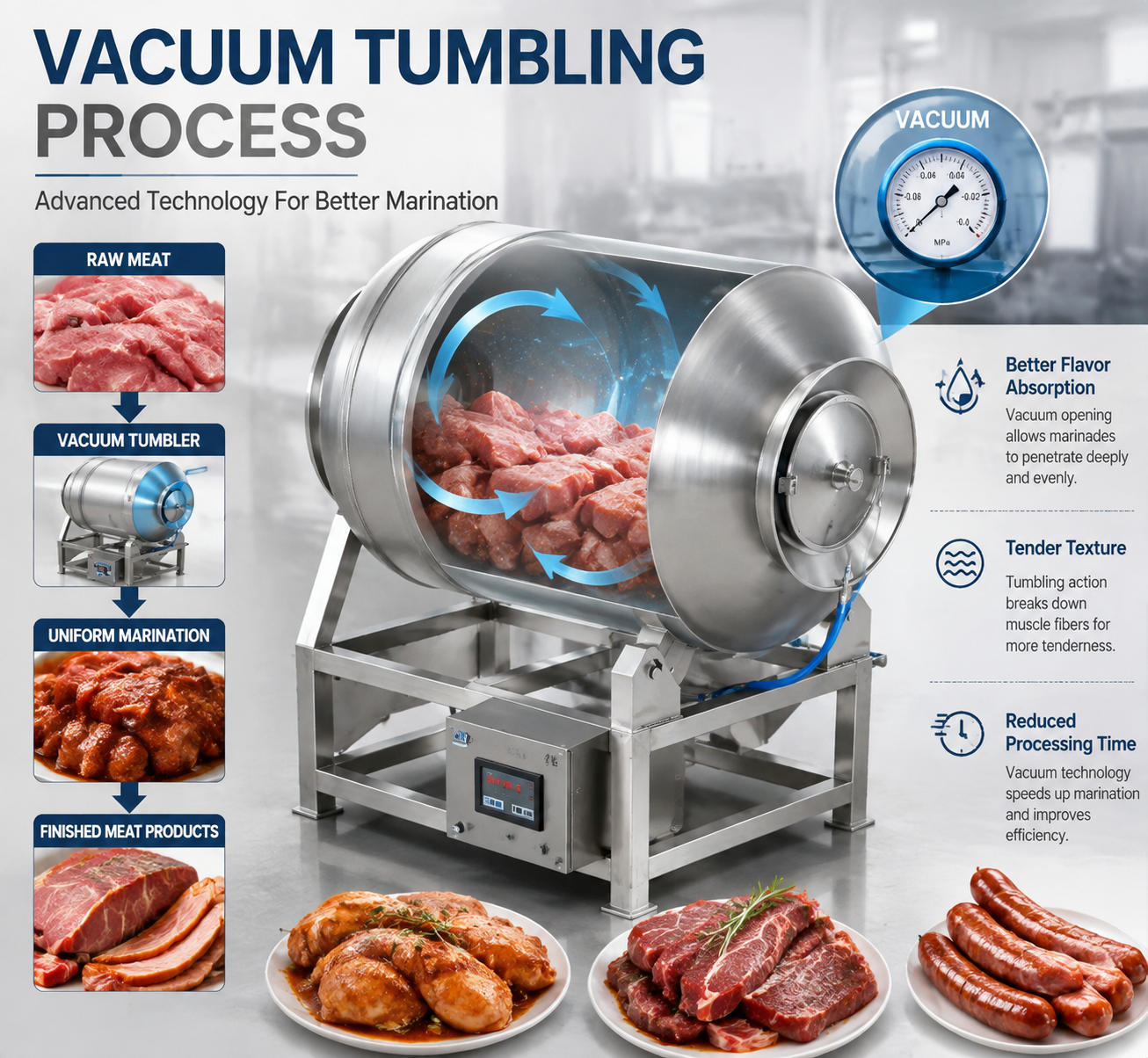 Vacuum Meat Tumbler Machine – Industrial Meat Marinator