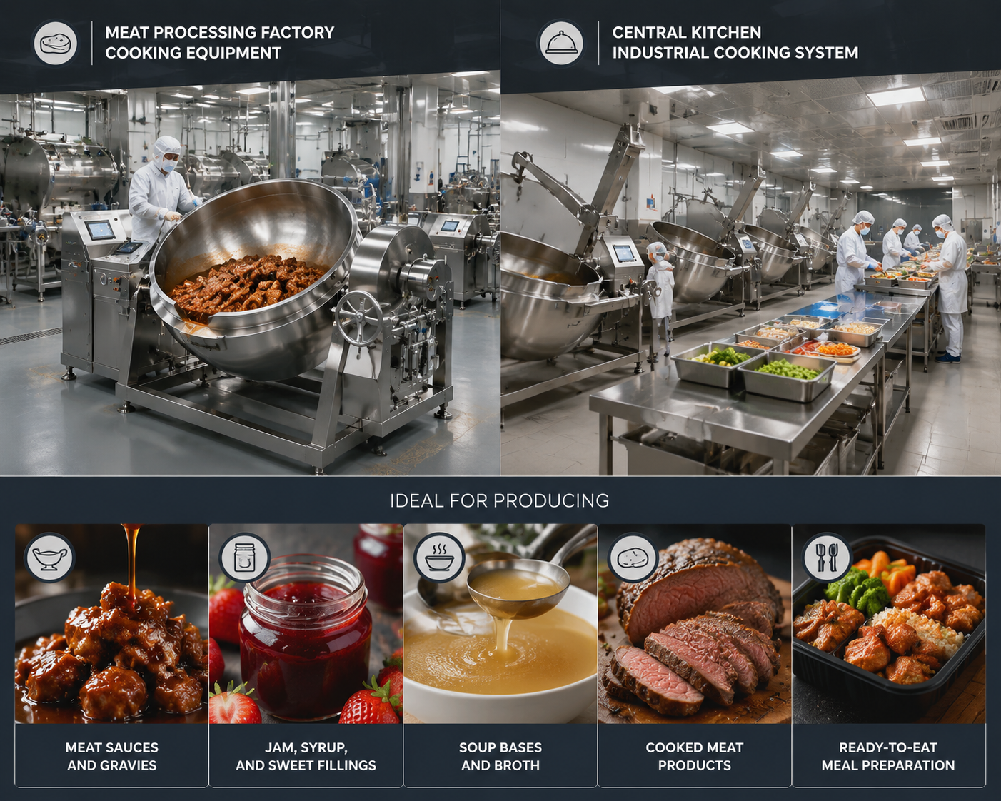 Commercial Steam Heating Jacketed Cooking Kettle for Food Processing