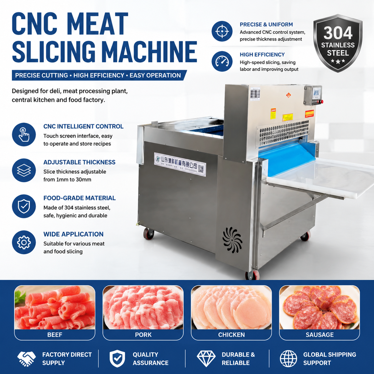 Automatic Stainless Steel CNC Meat Cutting Equipment for Frozen Meat