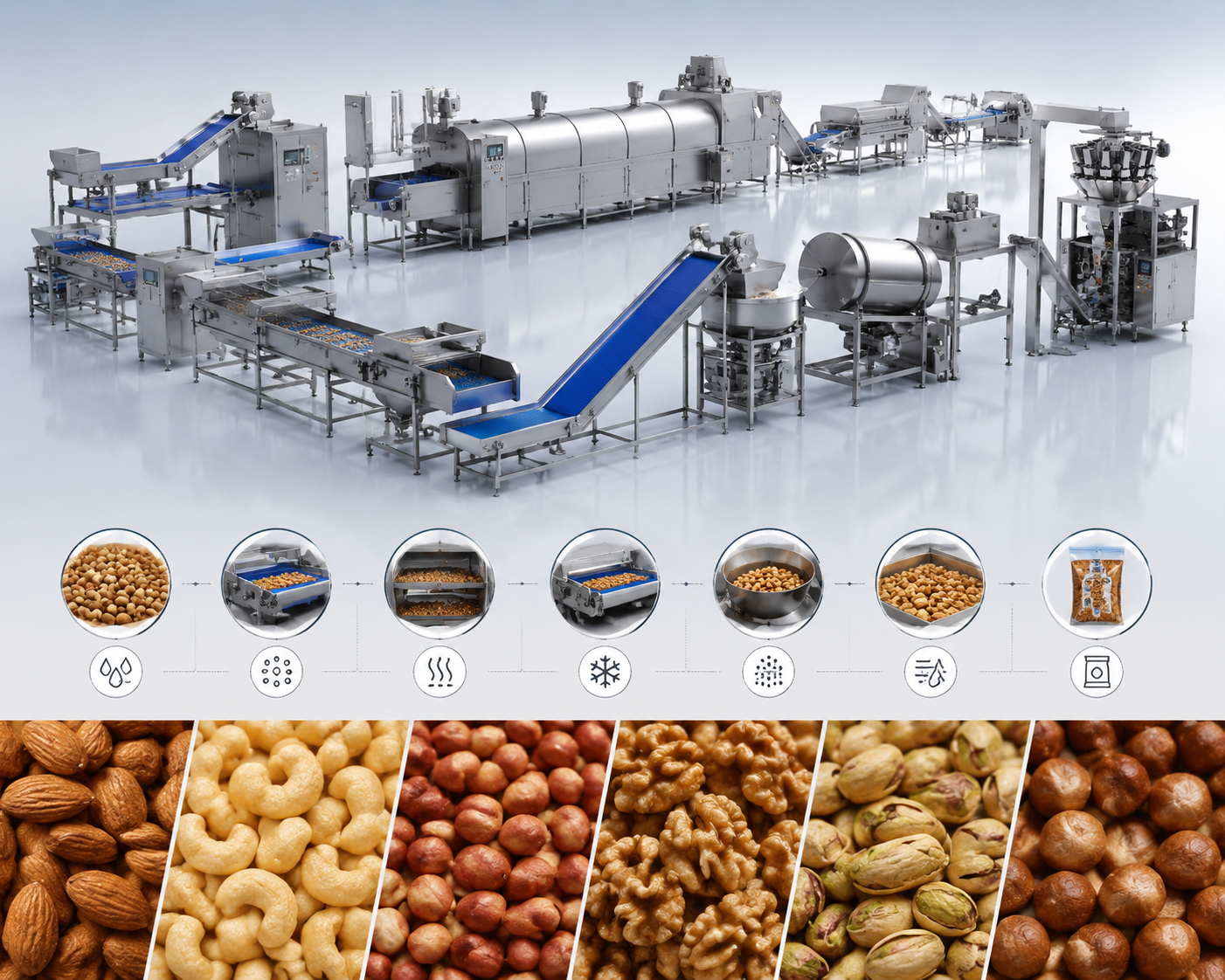 Nut Roasting Processing Machine Line