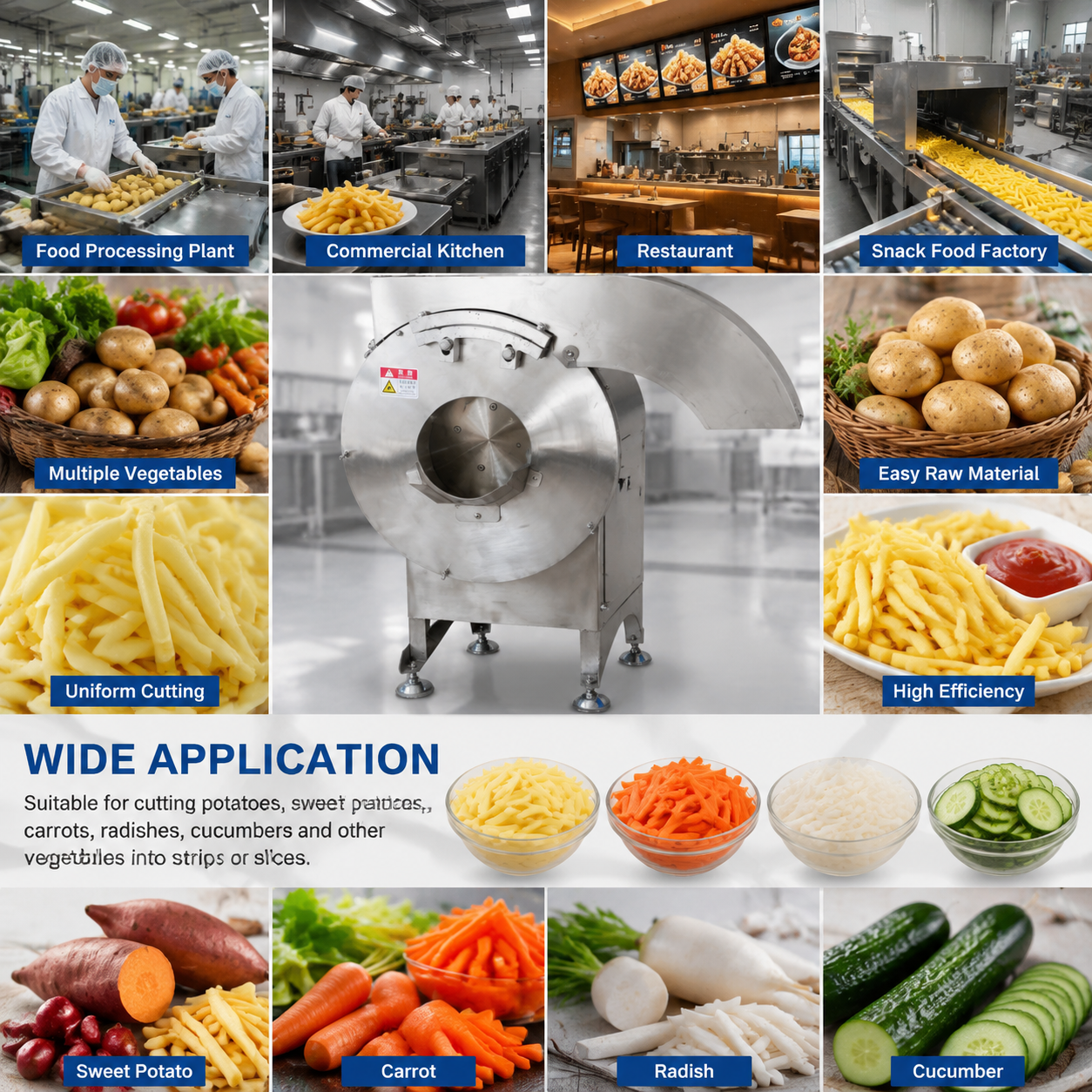 Commercial French Fry Cutter Machine | High Efficiency Potato Cutting Machine for Food Processing Industry