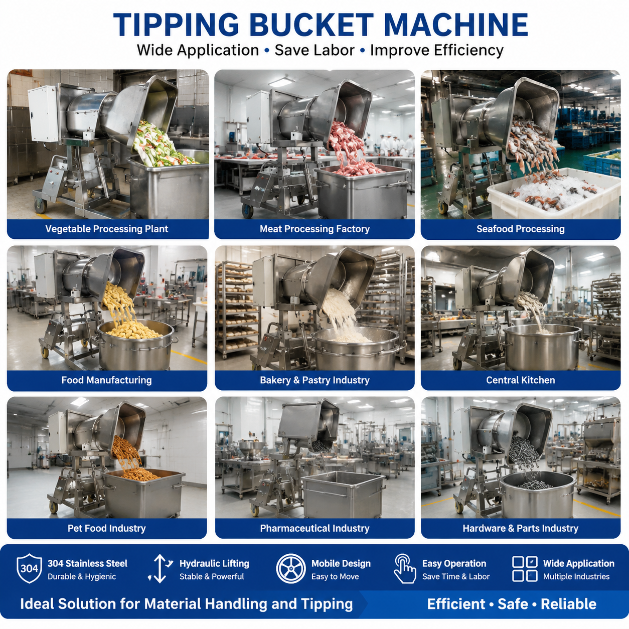 Stainless Steel Hydraulic Bucket Dumper Machine