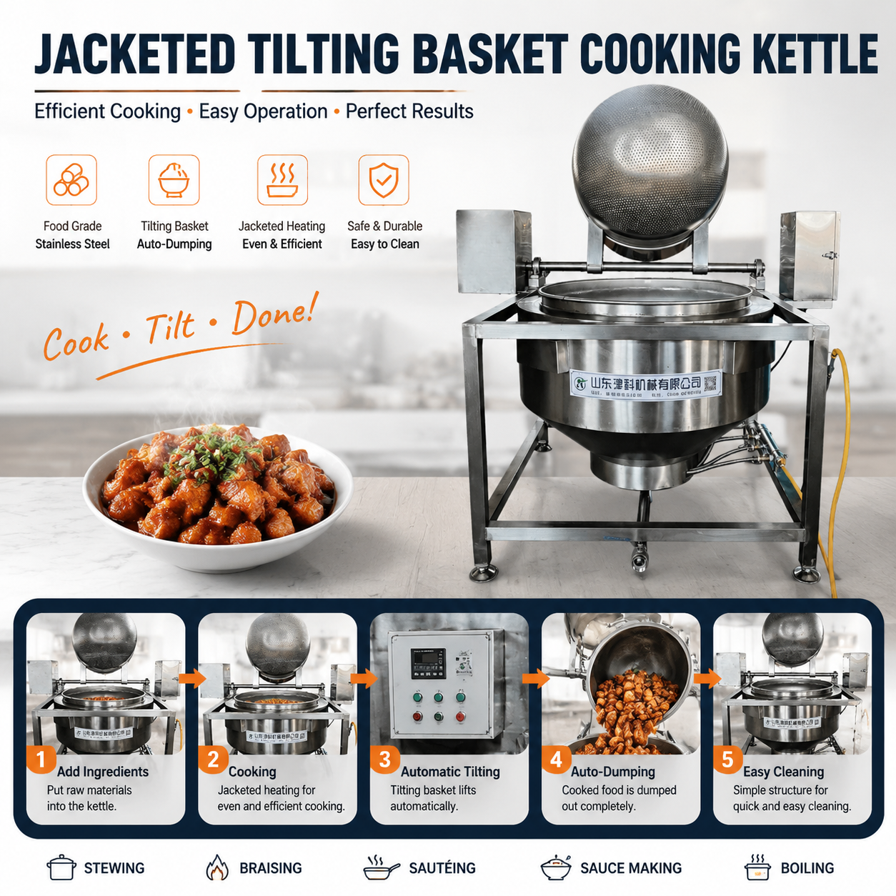 Automatic Basket Tilting Blanching Machine | Industrial Food Processing Equipment