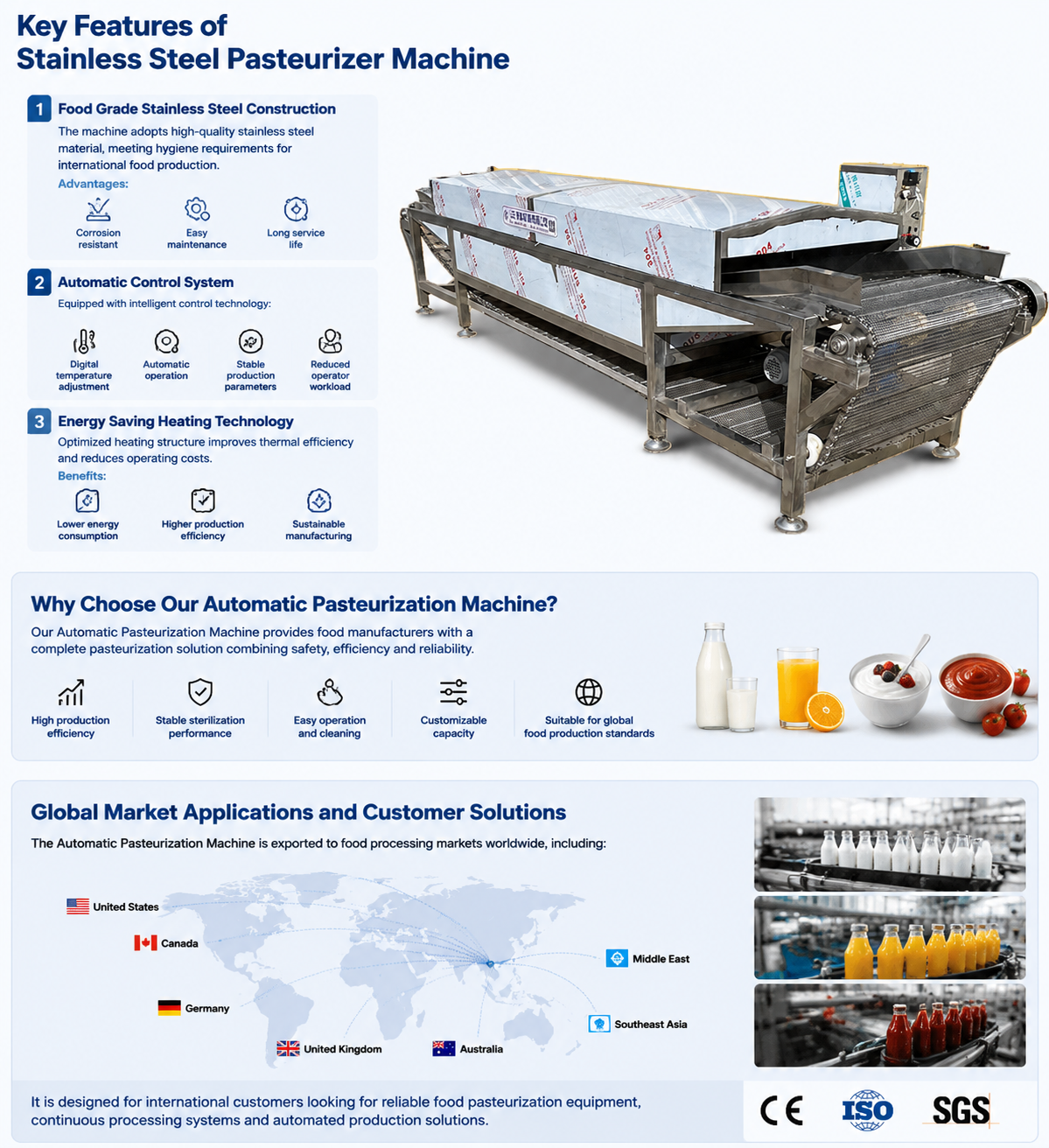 SUS304 Batch Pasteurizer Automatic Milk Yogurt Juice Pasteurization Machine 