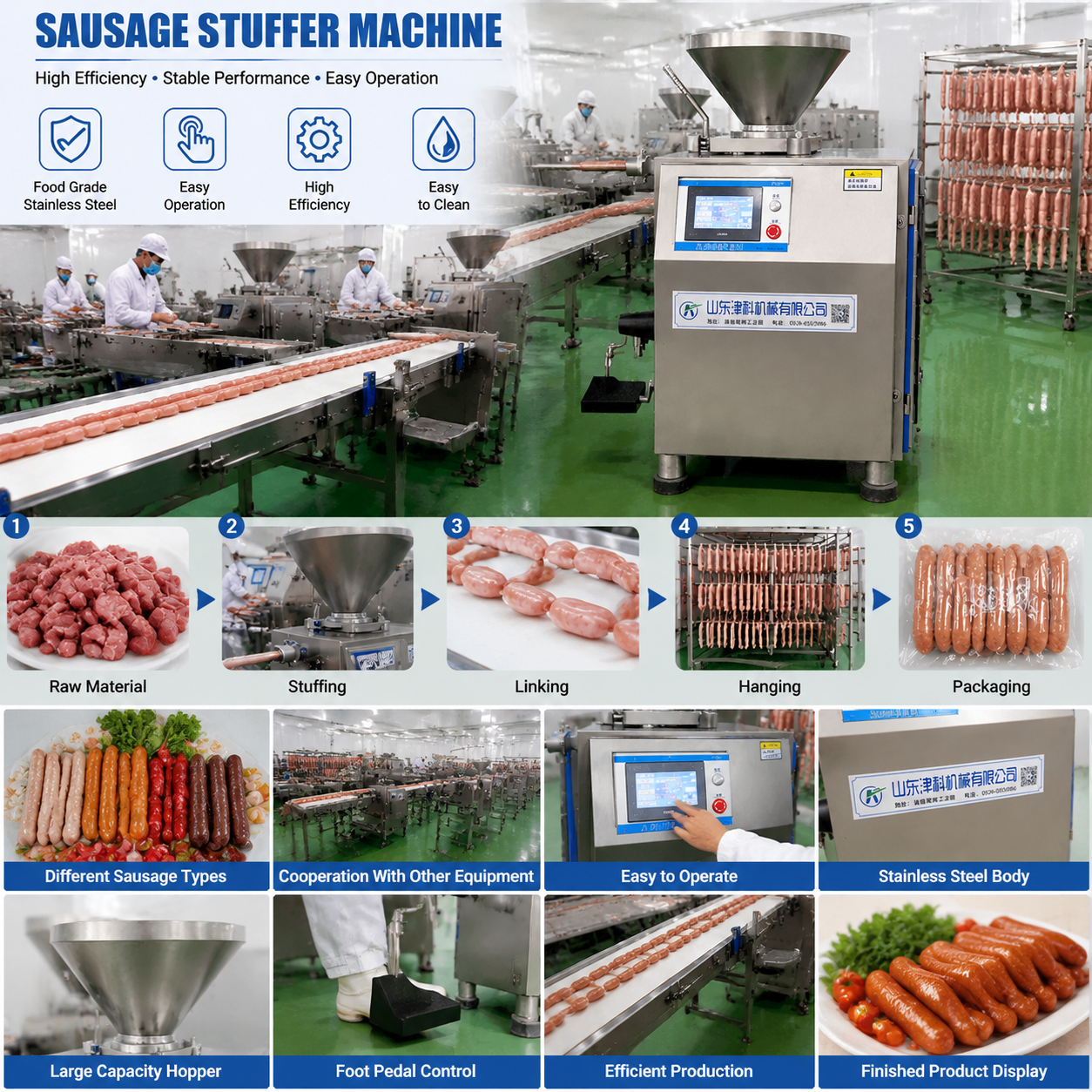Industrial Automatic Vacuum Sausage Filling Equipment for Meat Processing Factory