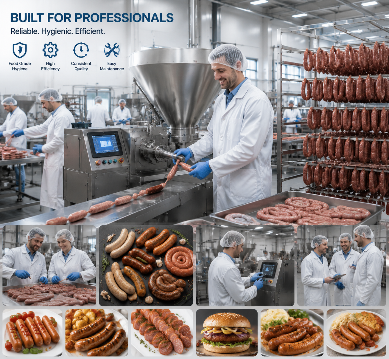 Industrial Vacuum Sausage Stuffer Machine for High-Speed Sausage Production