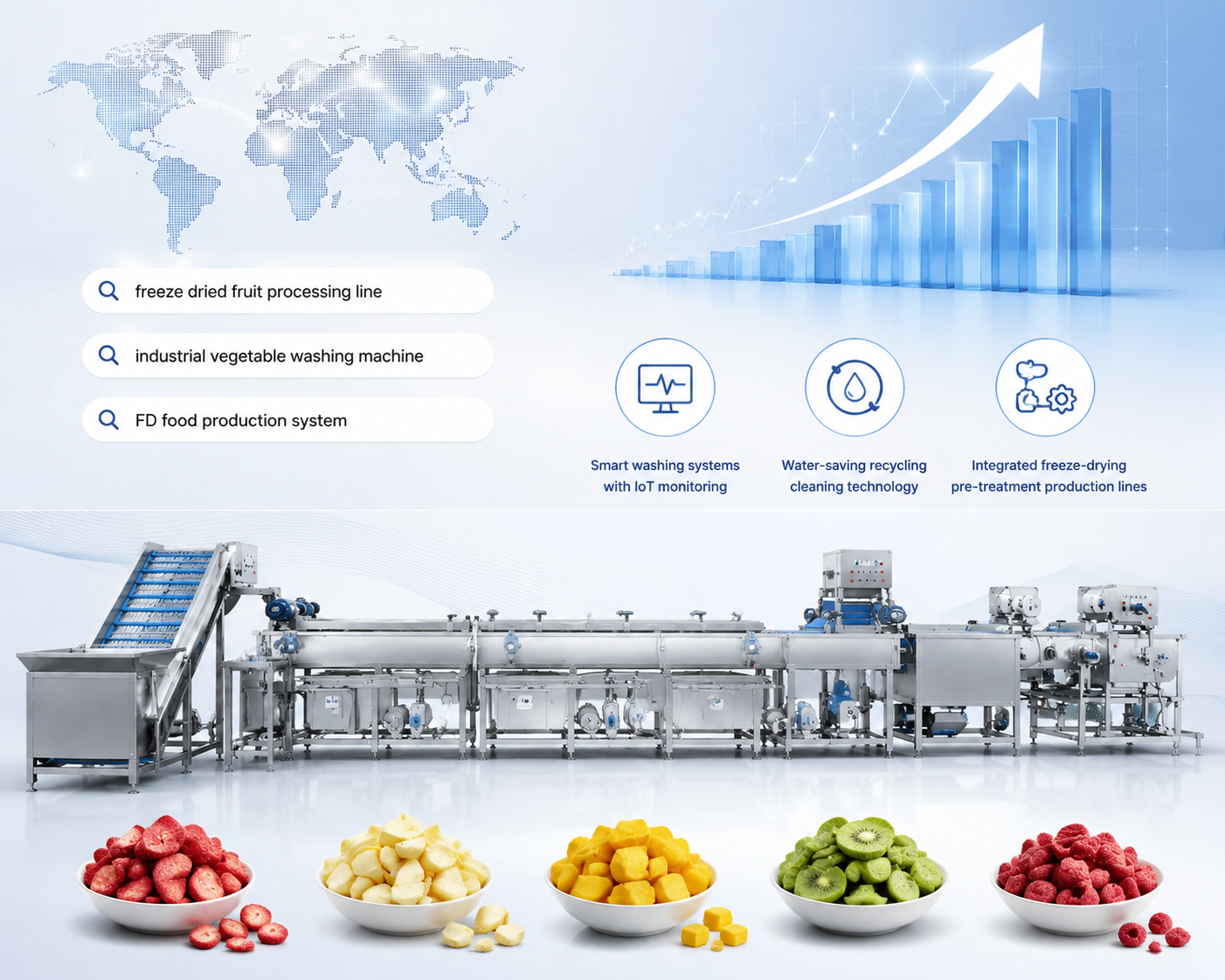 Freeze Dried Produce Preprocessing Washing Line