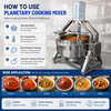 Large Capacity 500L Semi-Automatic Planetary Stir Fry Pot SUS304 Jacketed Kettle for Red Bean Paste Fruit Filling Mooncake Stuffing Cooking 