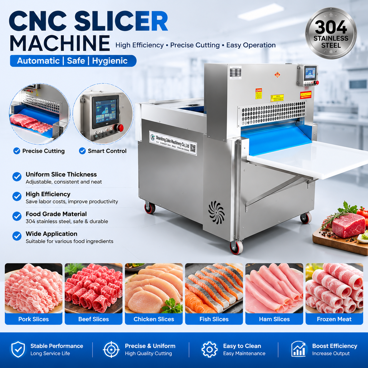 Automatic Stainless Steel CNC Meat Cutting Equipment for Frozen Meat