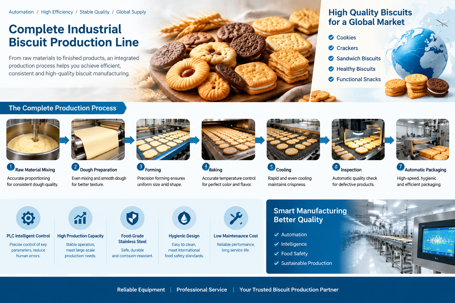 Automatic Biscuit Production Line Manufacturer | Complete Industrial Biscuit Making Solution