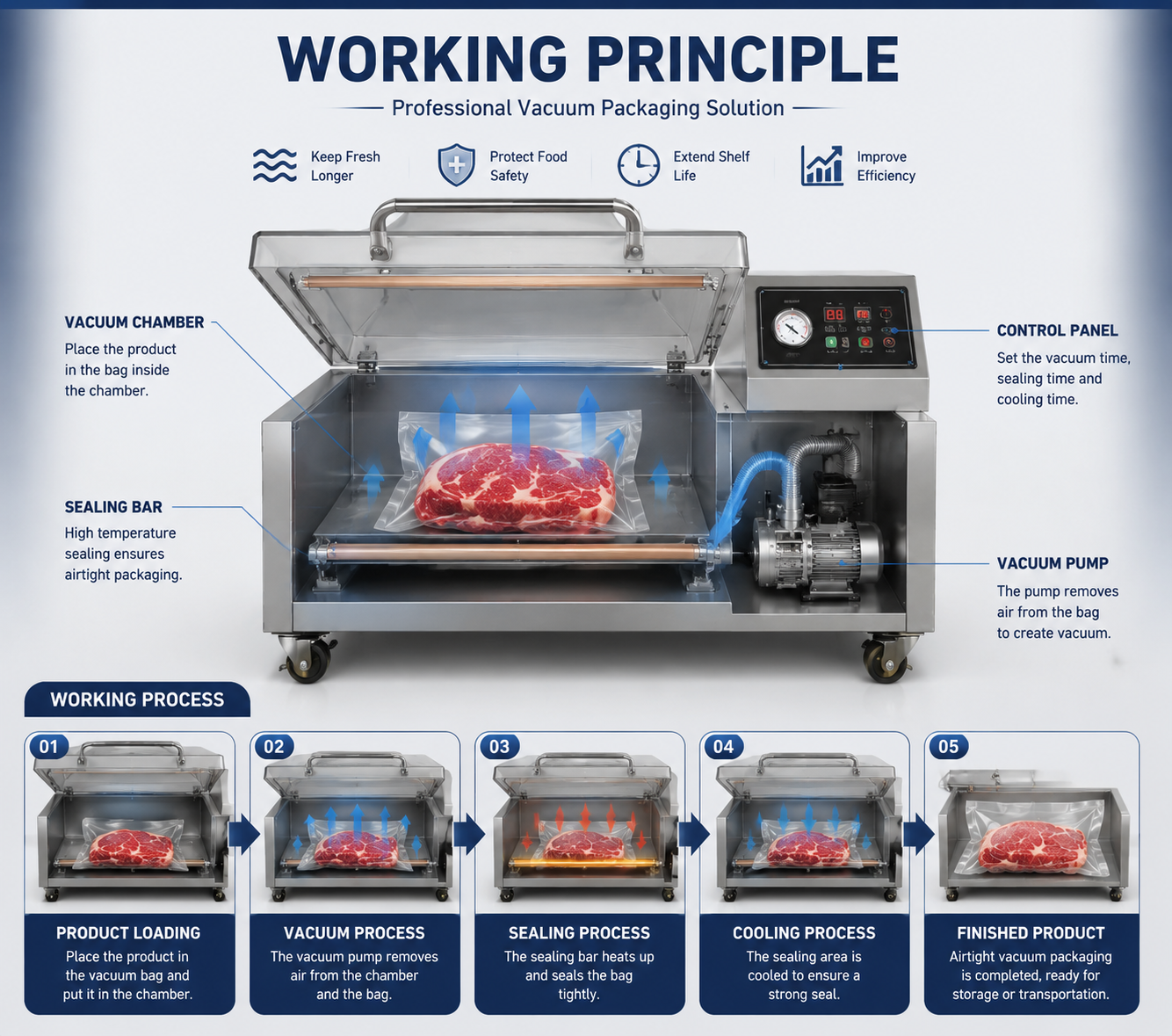 Industrial Vacuum Packaging Machine for Food and Commercial Packaging
