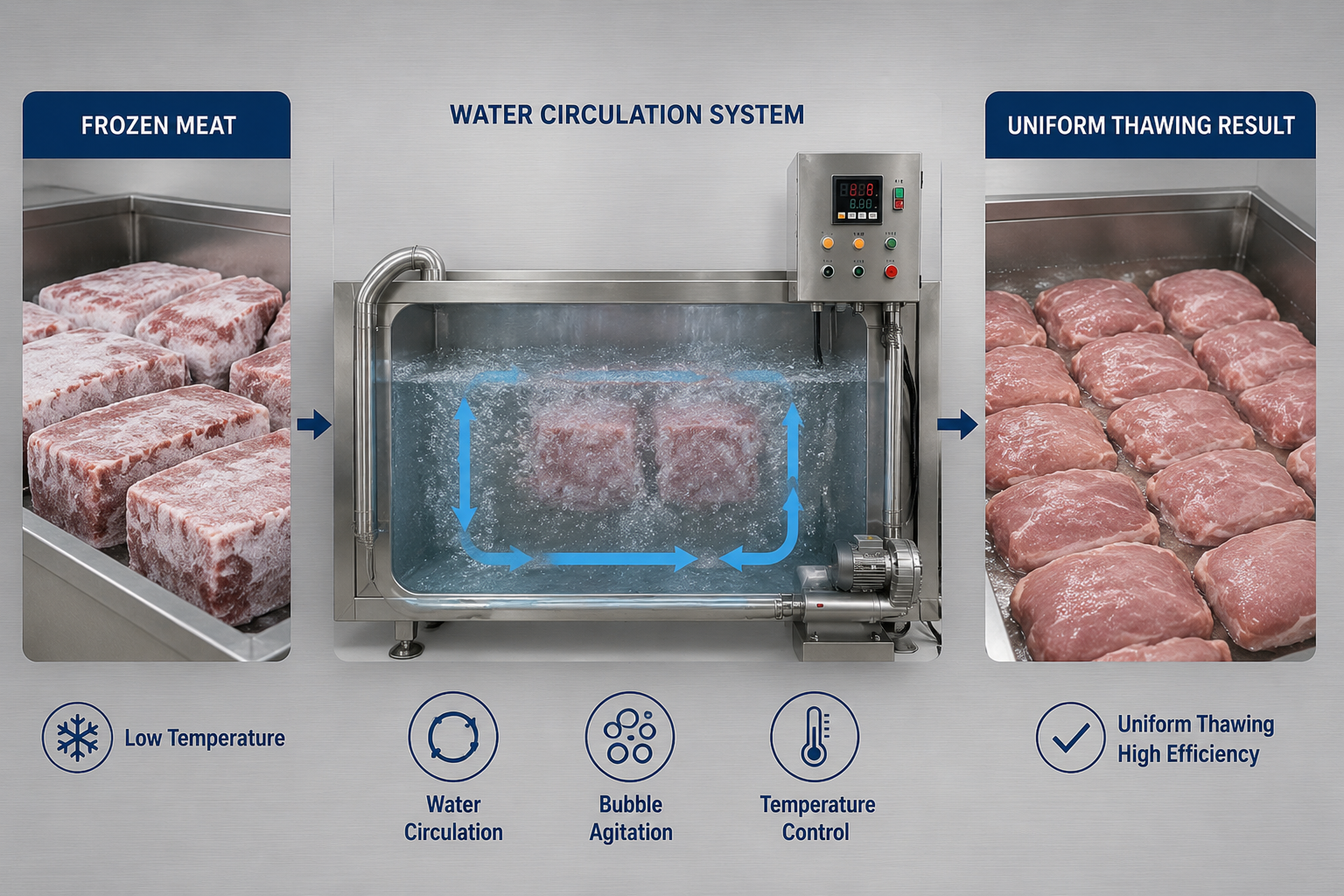 Industrial Thawing Tank Meat Seafood Fast Defrost Processing System Equipment